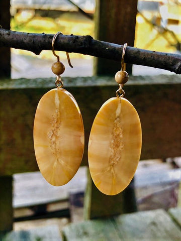 FOSSIL WALRUS IVORY EARRINGS