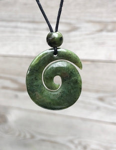SPIRAL JADE PENDANT WITH BLACK CORD